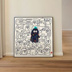 现代简约抽象简笔可爱人物儿童房客厅玄关装饰画背景墙壁方型挂画